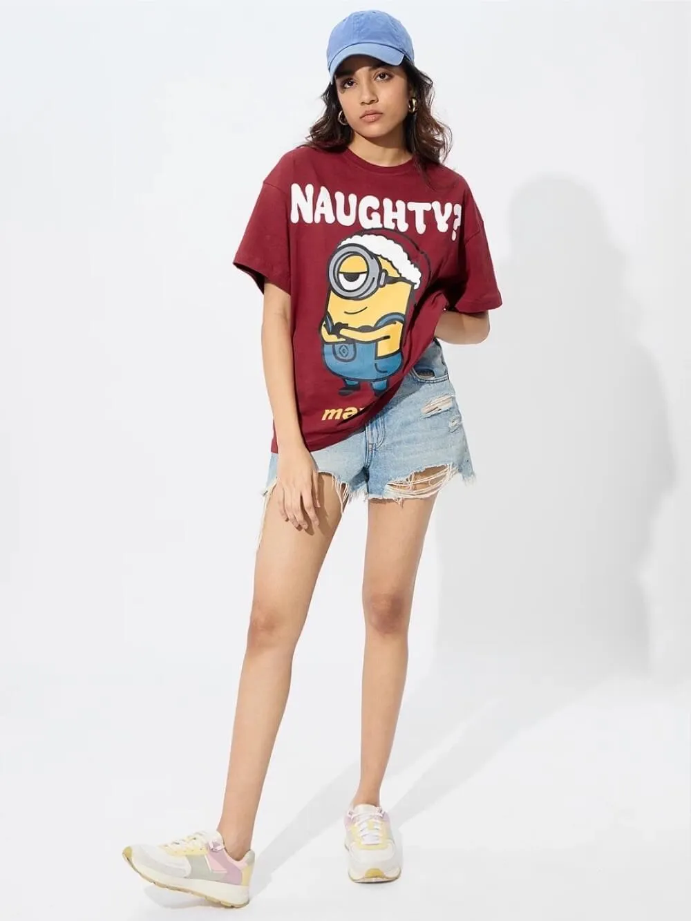 Naughty Minions Graphic Printed Lowest Price Womens Drop Shoulder T-shirt In Legacy Boutiques Bangladesh