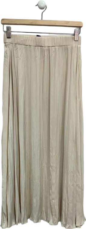 New Look Beige Satin Crinkle Pleated Skirt UK 8