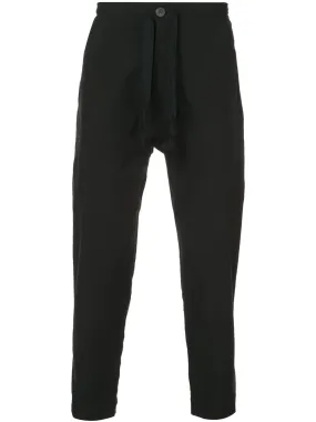 Off Black Boiled Cotton Ramie Trousers