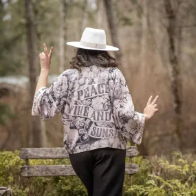 Peace Wine and Sunshine Cropped Bamboo Kimono Cardigan