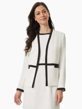 Petite Contrast Trim Framed Crepe Jacket