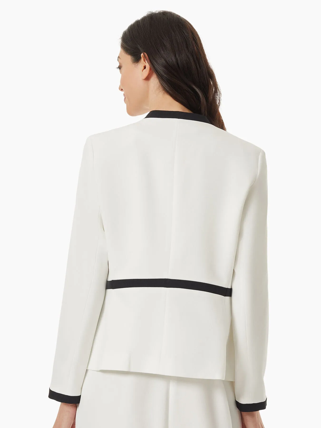 Petite Contrast Trim Framed Crepe Jacket