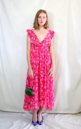 Pink Fruit Print Maxi Dress
