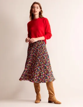 Pleated Midi Skirt-Multi, Botanic Dawn