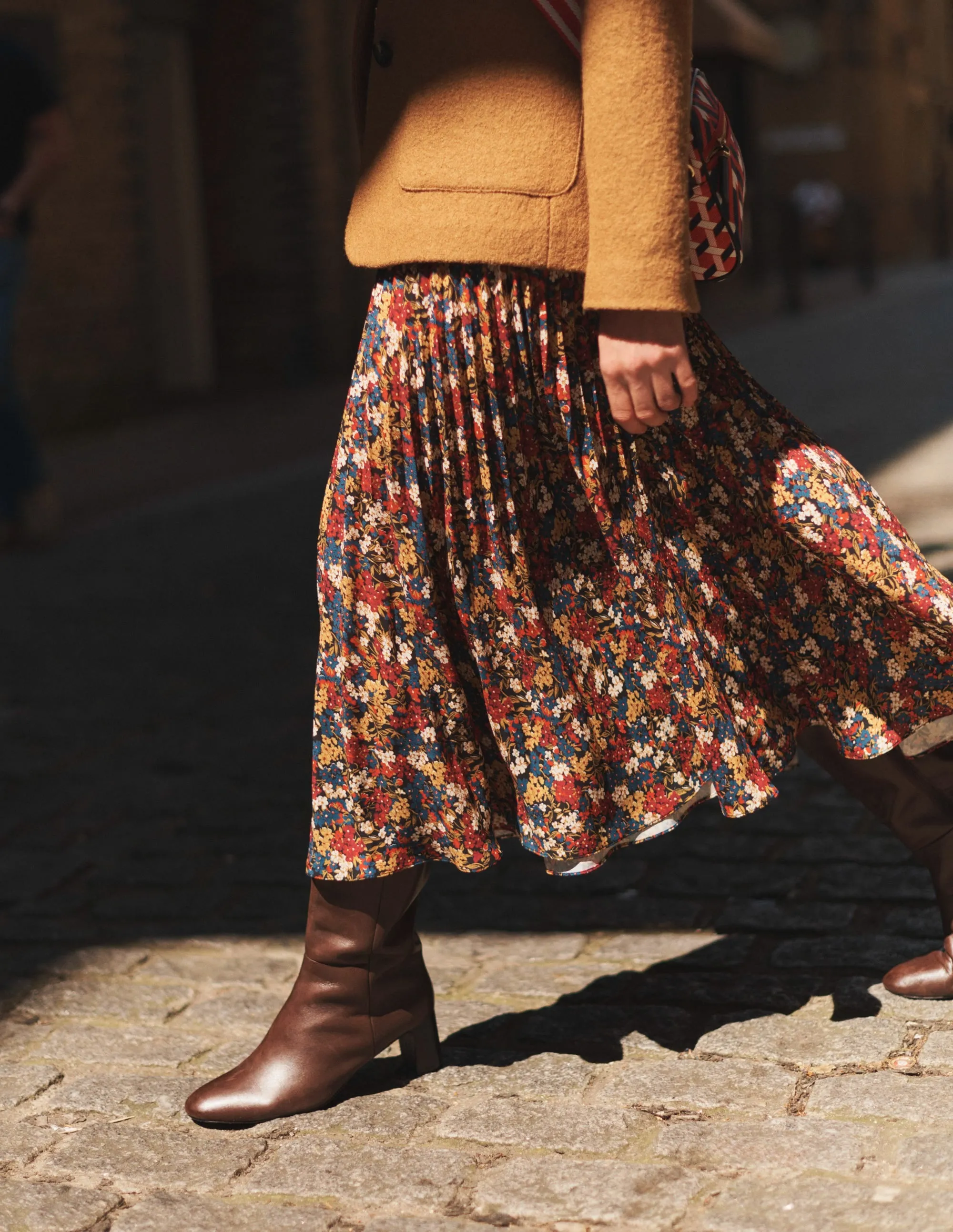 Pleated Midi Skirt-Multi, Botanic Dawn