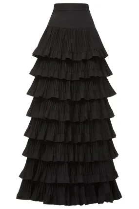 Pleated Ruffle A Line Skirt