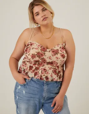 Plus Size Floral Bustier Cropped Tank