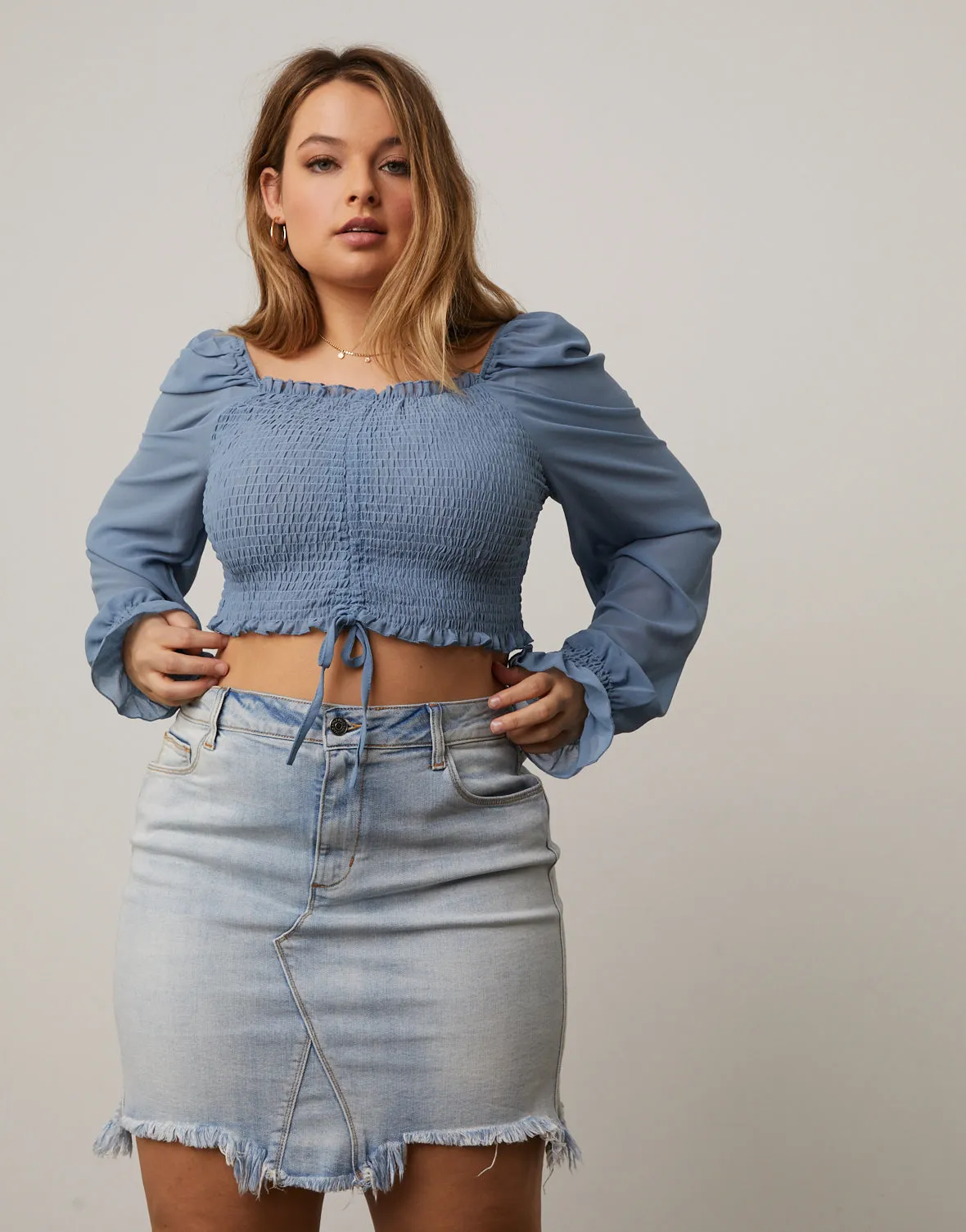 Plus Size Smocked Puff Sleeve Top