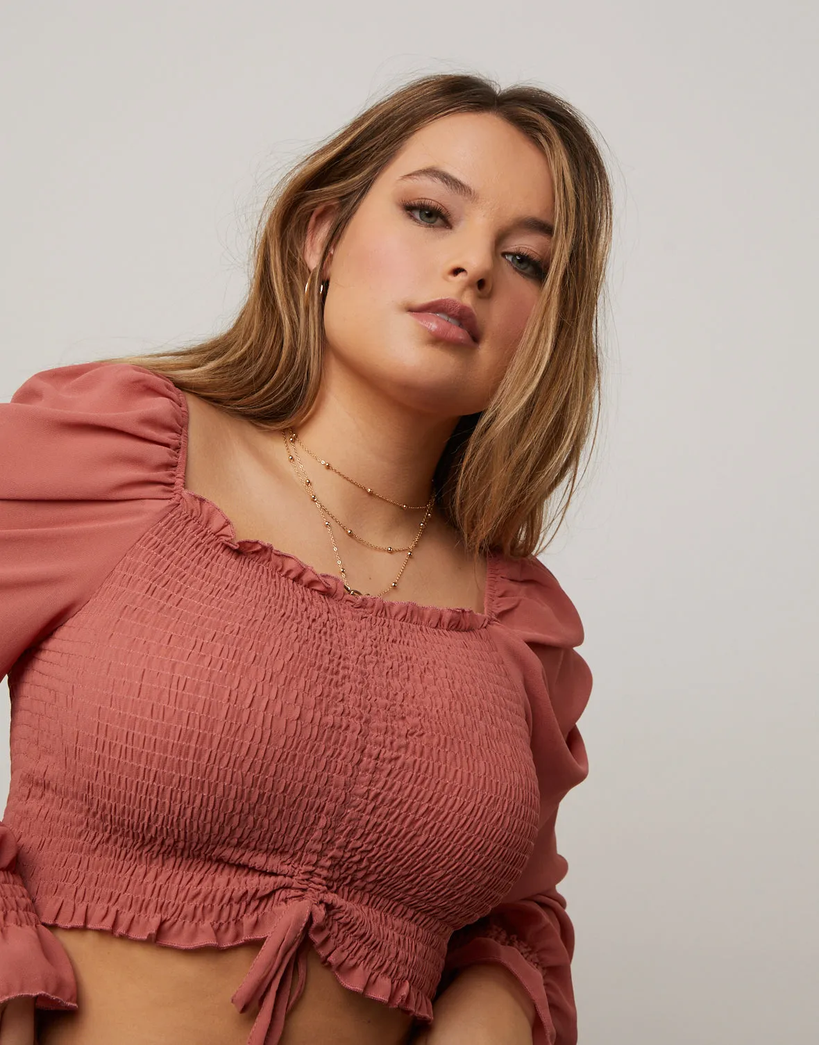 Plus Size Smocked Puff Sleeve Top