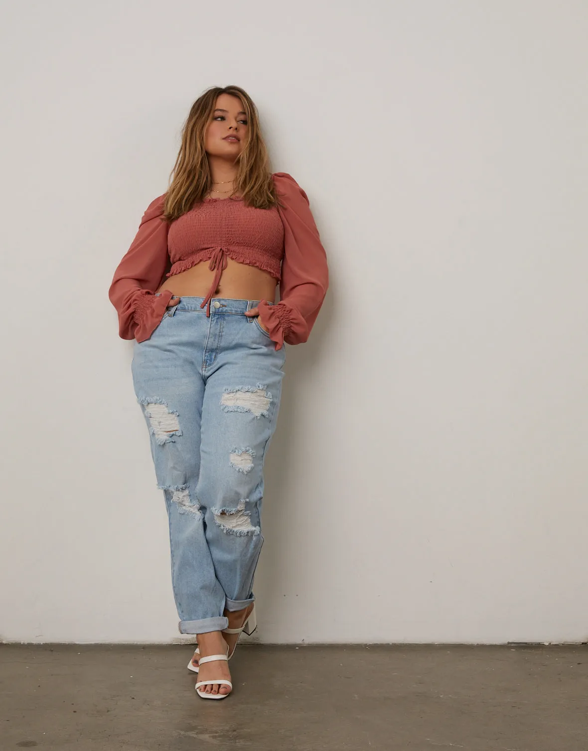 Plus Size Smocked Puff Sleeve Top