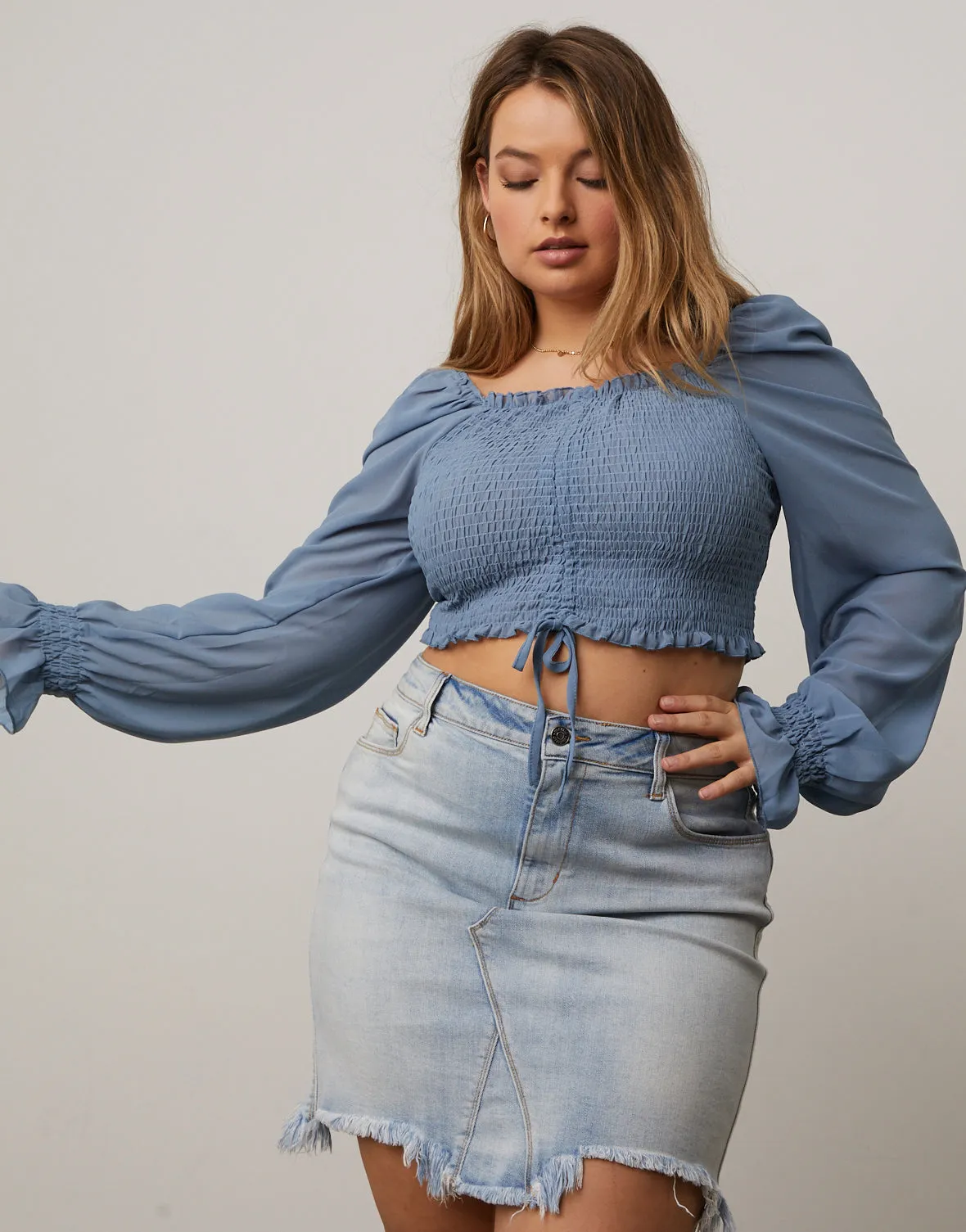 Plus Size Smocked Puff Sleeve Top
