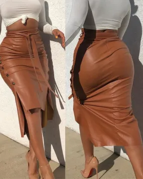 PU Leather Pencil Skirt