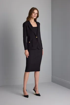 Ribbed Black Knitwear Pencil Skirt