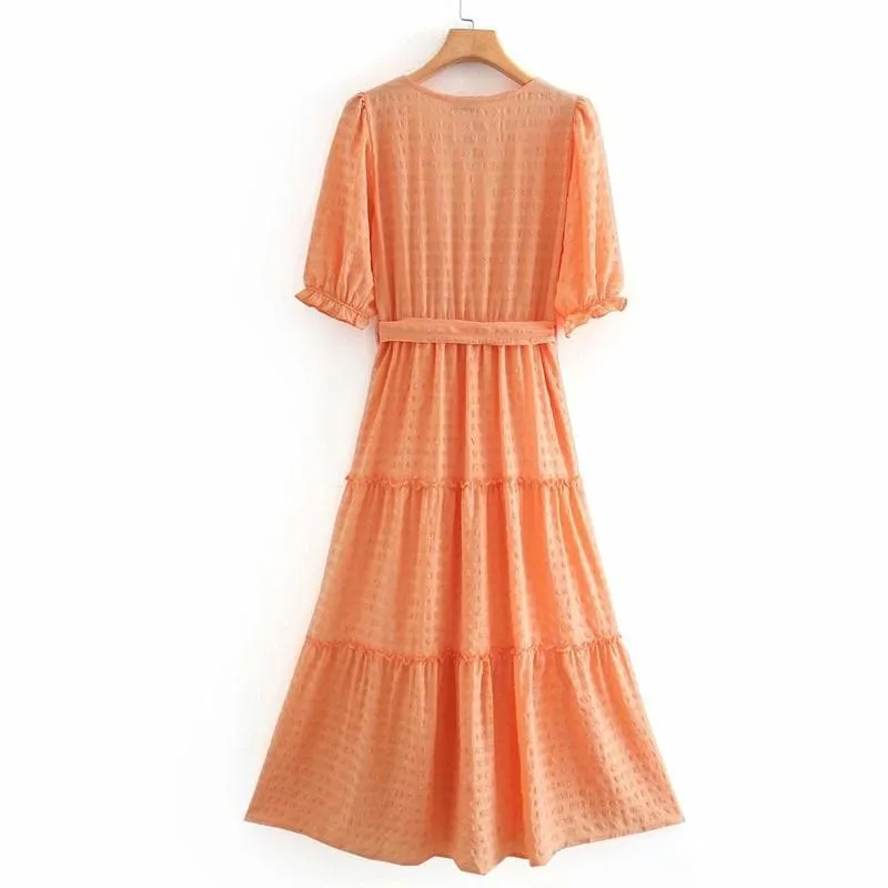 Ruffled Belt Wrap Dress