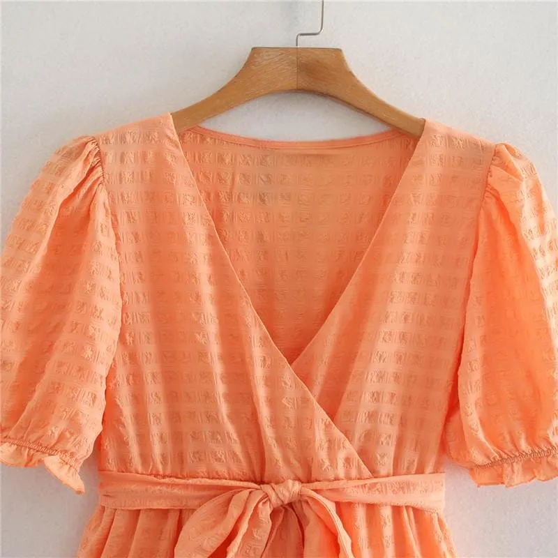 Ruffled Belt Wrap Dress