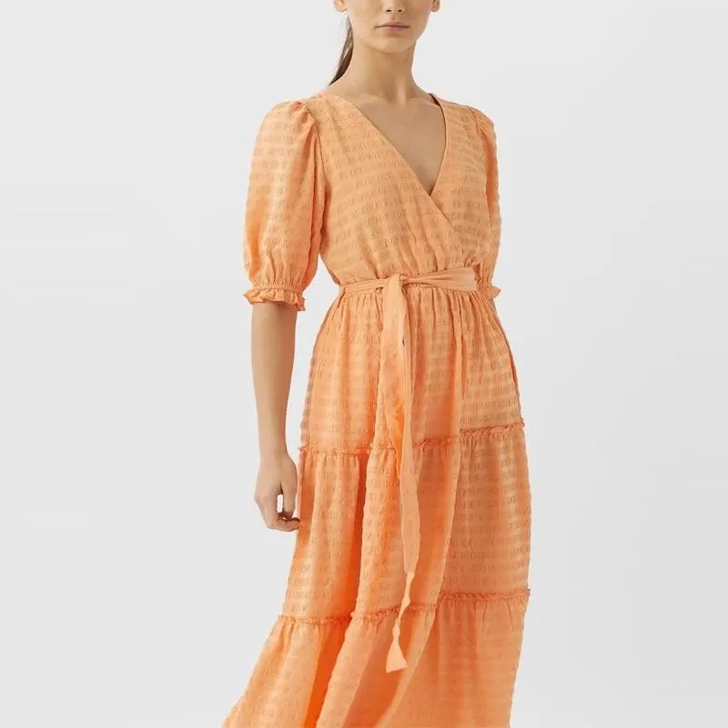 Ruffled Belt Wrap Dress