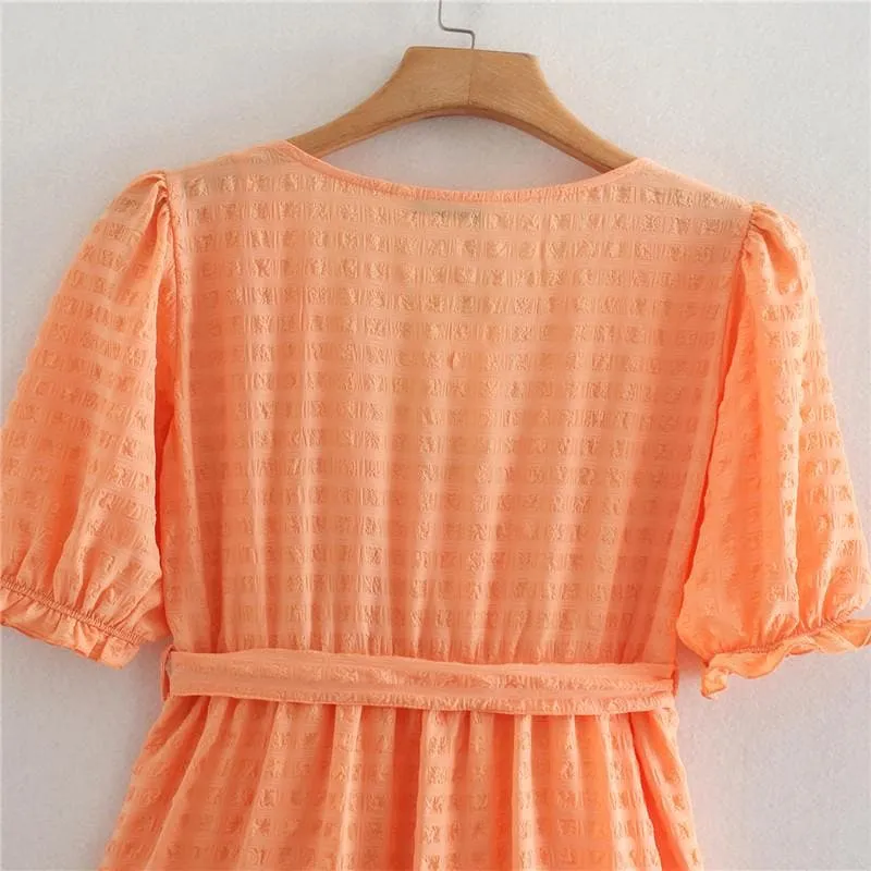 Ruffled Belt Wrap Dress