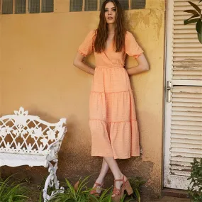 Ruffled Belt Wrap Dress