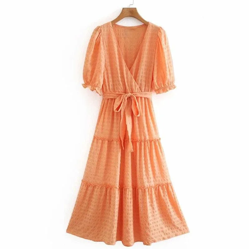 Ruffled Belt Wrap Dress