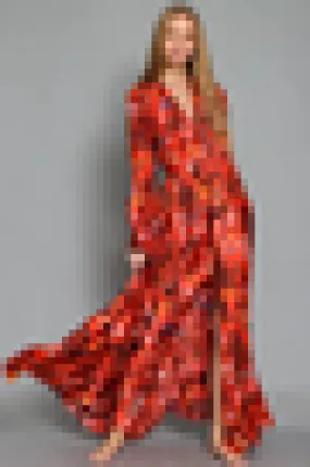 Rust Maxi Wrap Dress