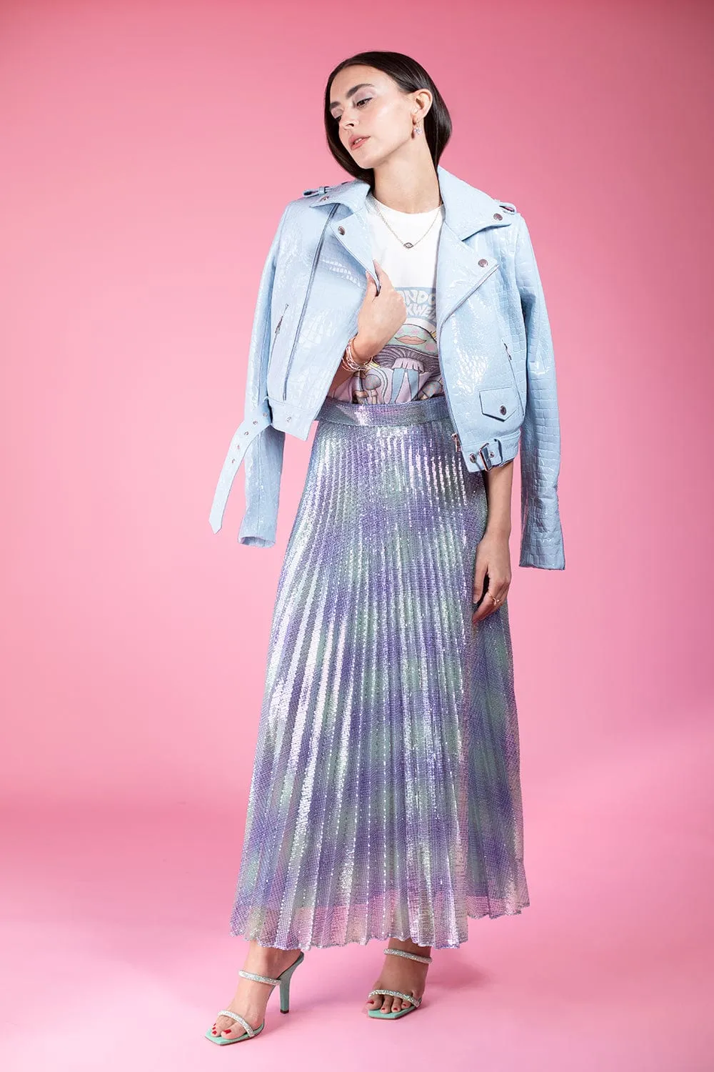 Sequin Pleated Skirt