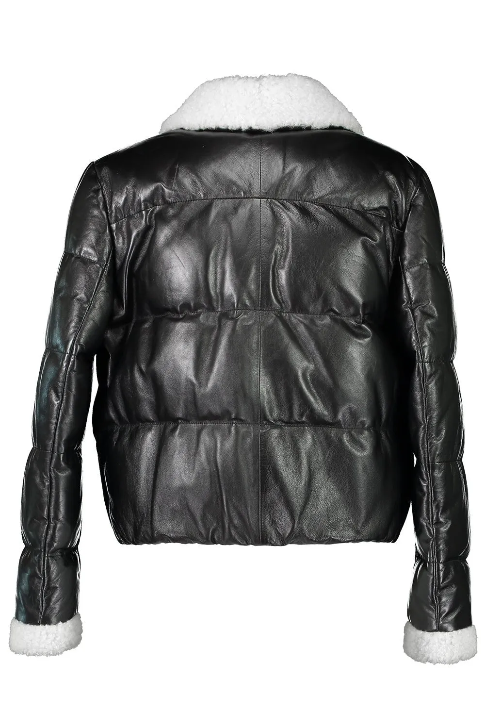 Shearling Collar Leather Jacket
