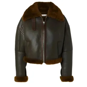 Shearling-Trimmed Textured Leather Jacket for Men – Stylish & Cozy