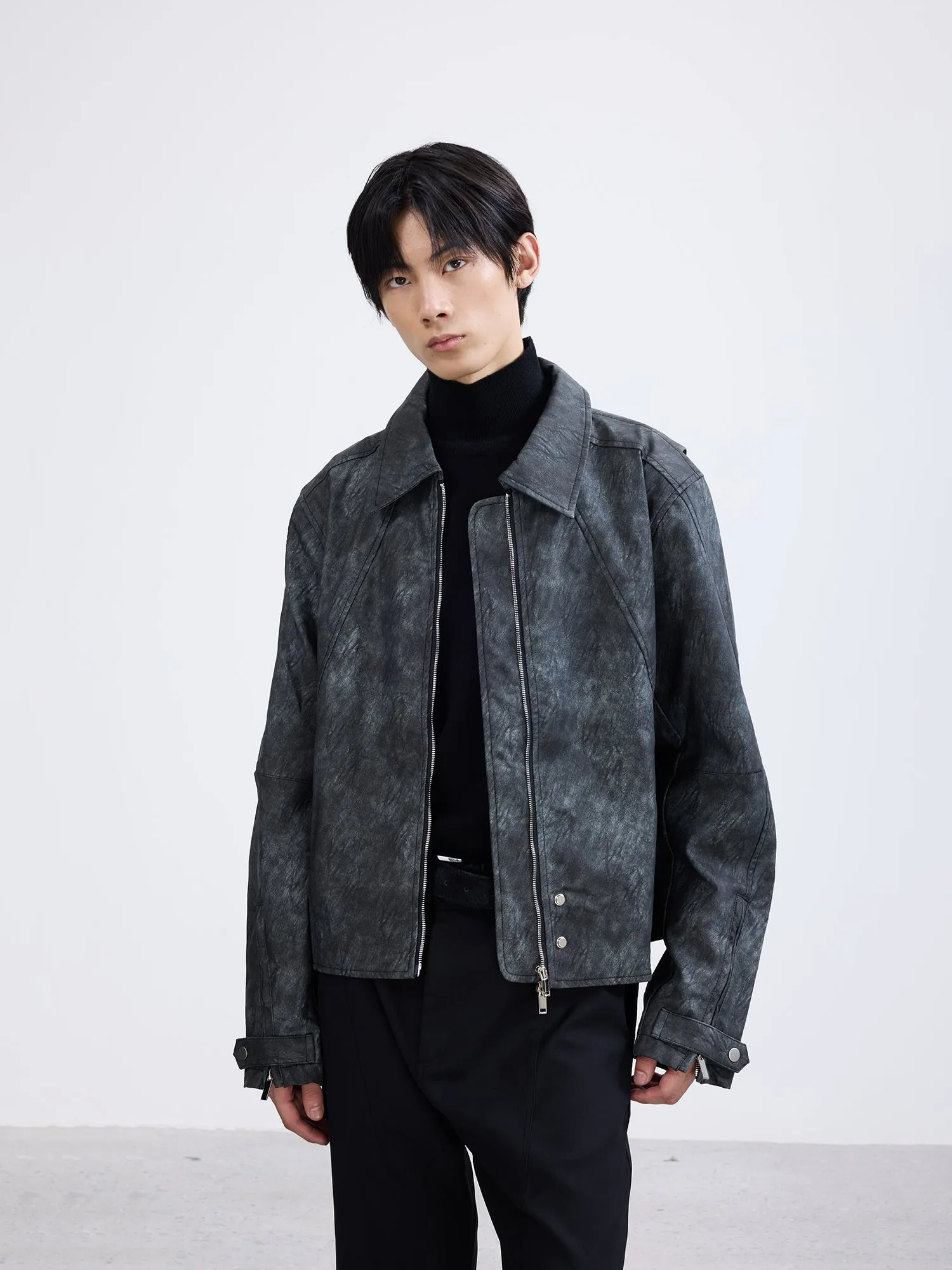 Structured textured leather jacket