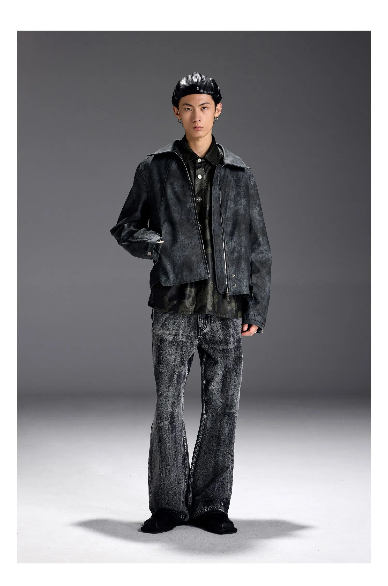 Structured textured leather jacket