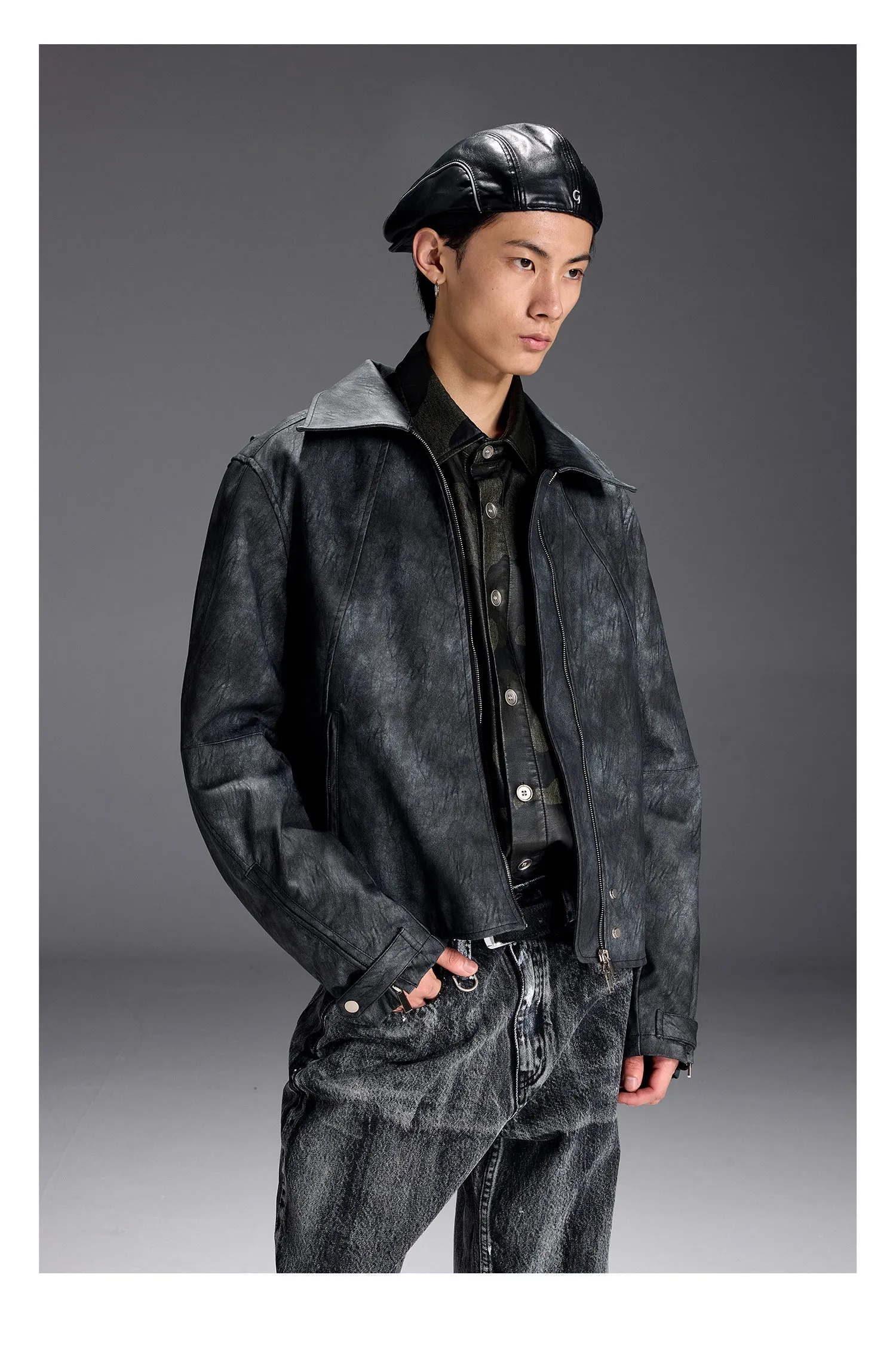 Structured textured leather jacket