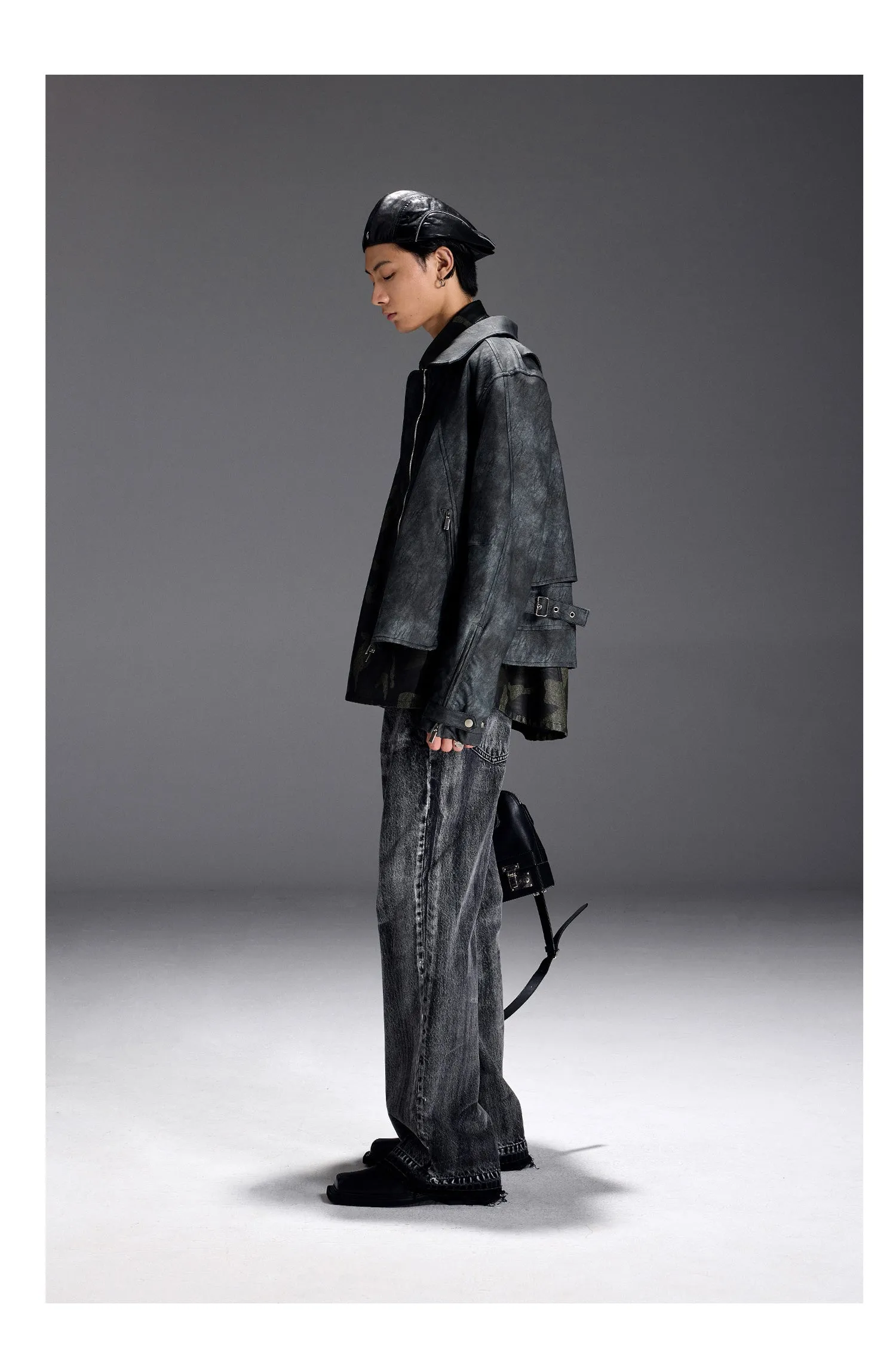 Structured textured leather jacket