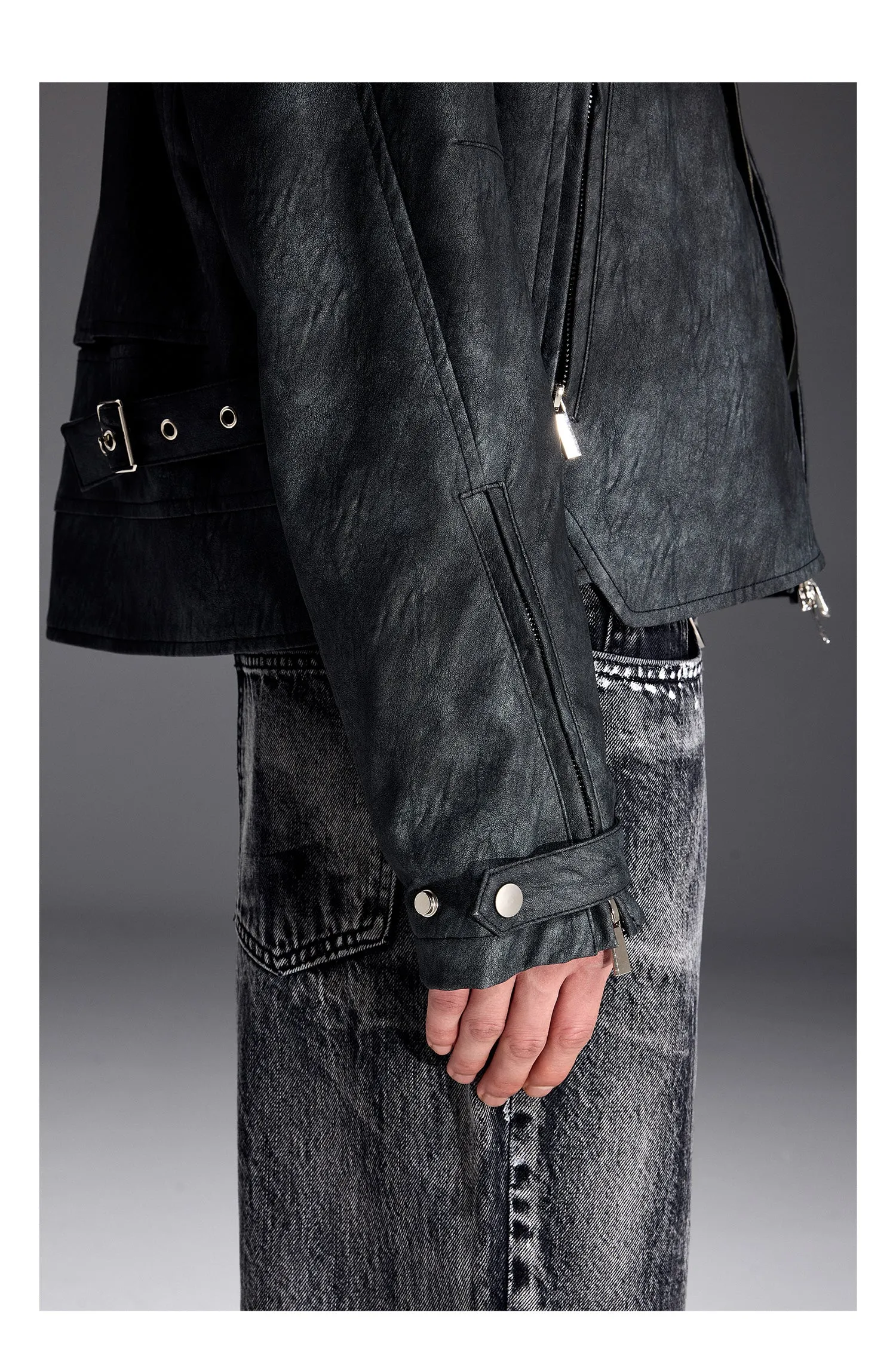 Structured textured leather jacket