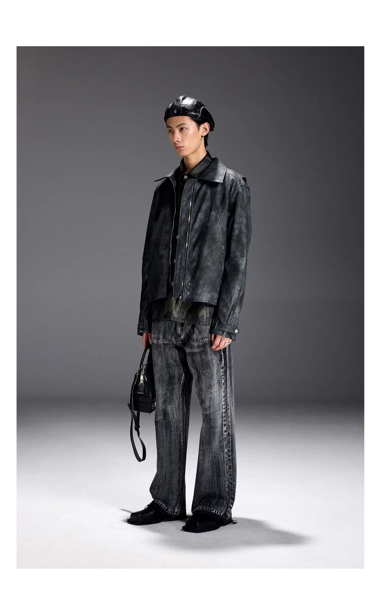 Structured textured leather jacket