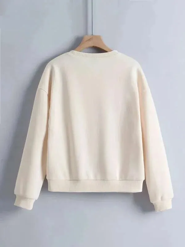 SXV  'Little Teddy’ Printed Cool Aesthetic Drop Shoulder Oversized Sweatshirt