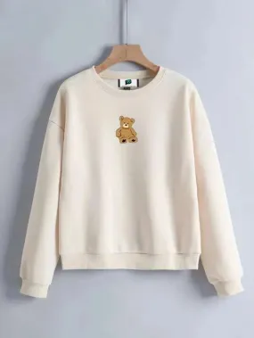 SXV  'Little Teddy’ Printed Cool Aesthetic Drop Shoulder Oversized Sweatshirt