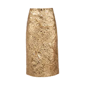 The Gail Crinkled Leather Midi Pencil Skirt