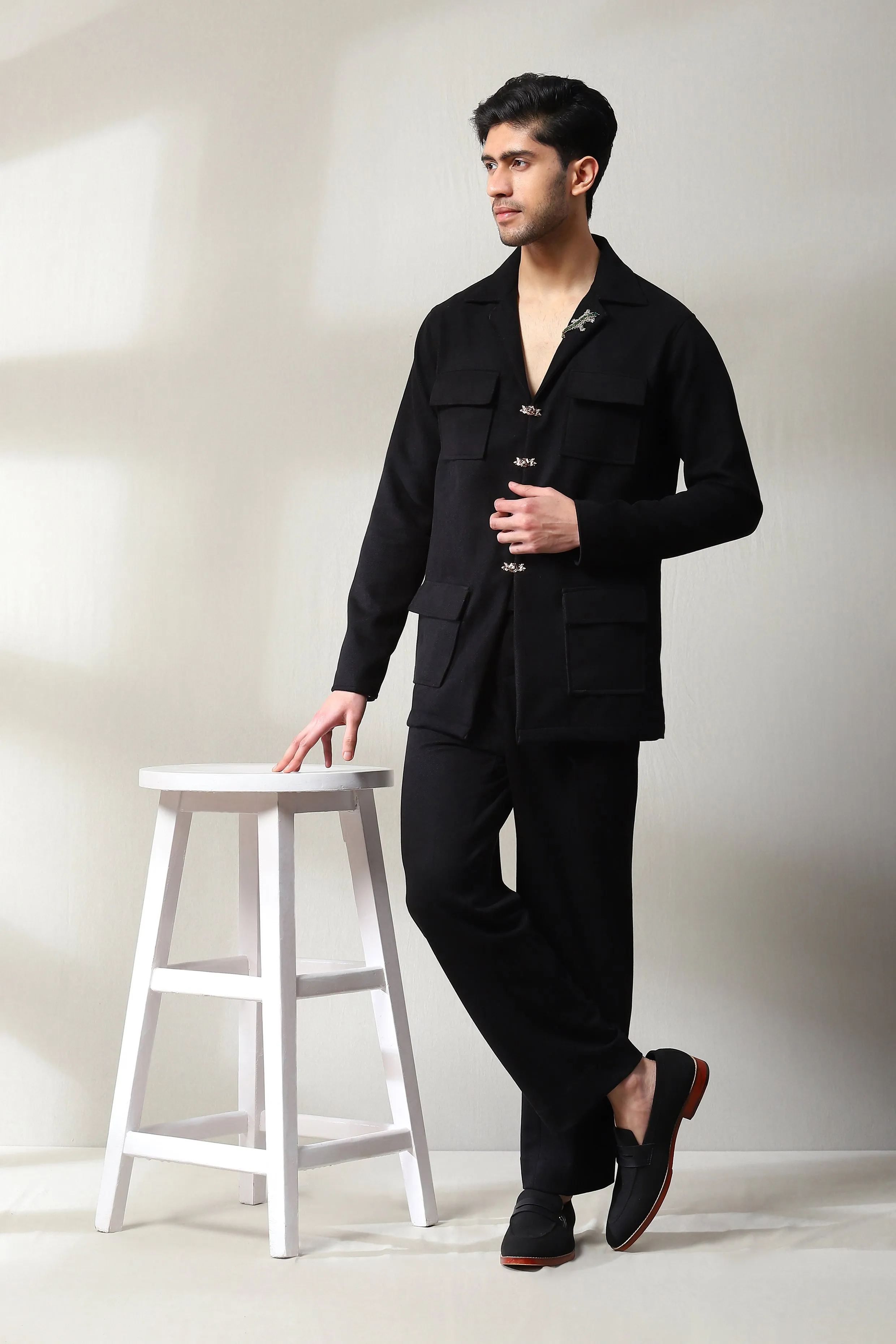 This black corduroy velvet co-ord set