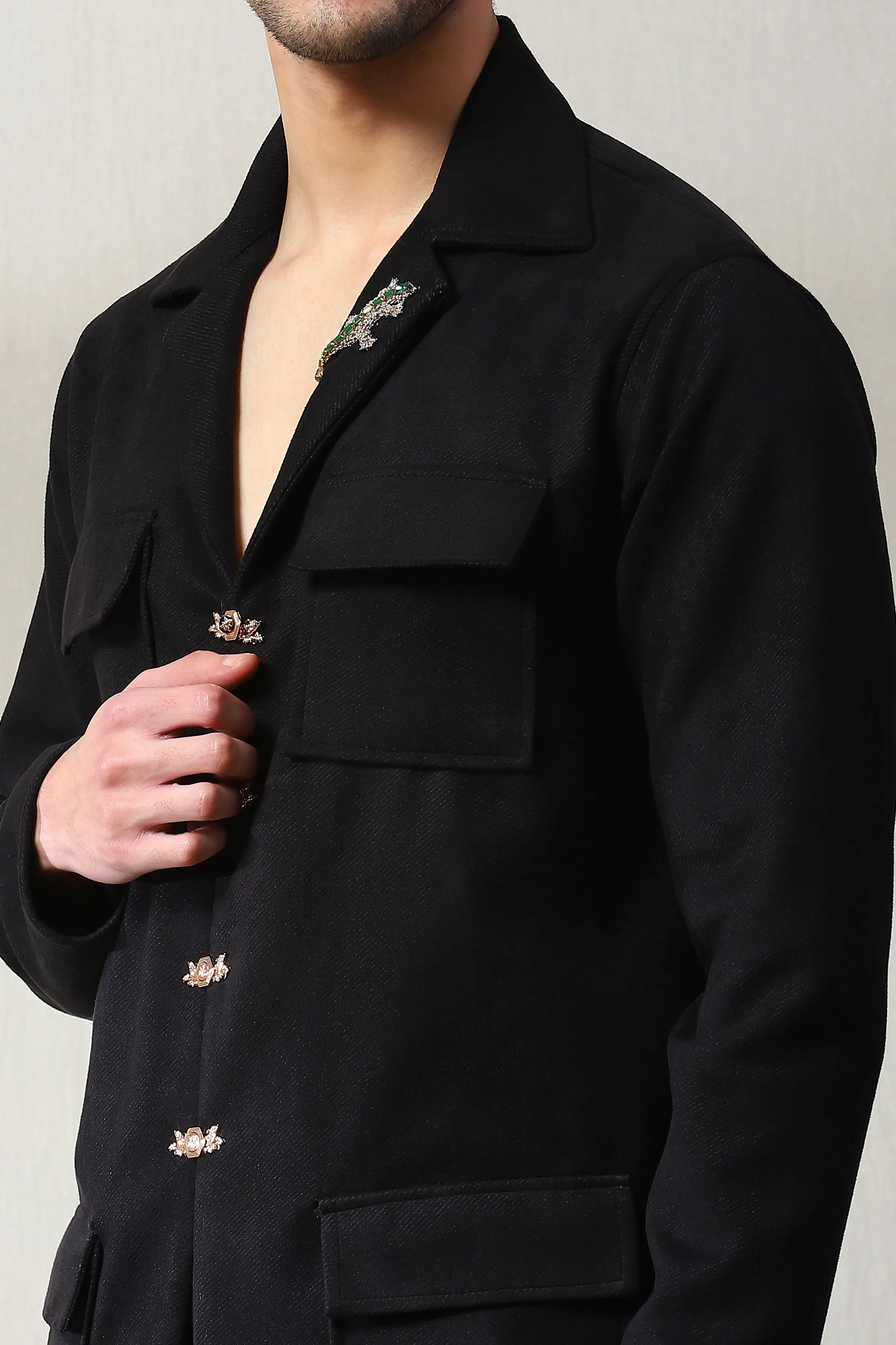 This black corduroy velvet co-ord set