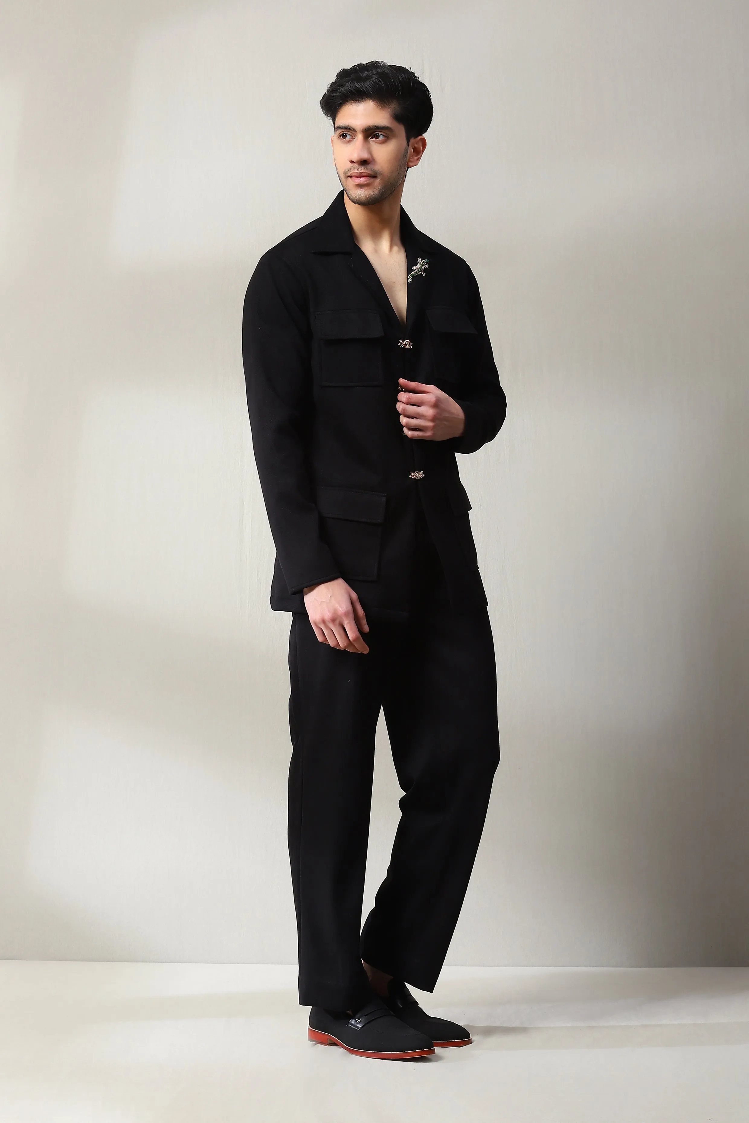 This black corduroy velvet co-ord set