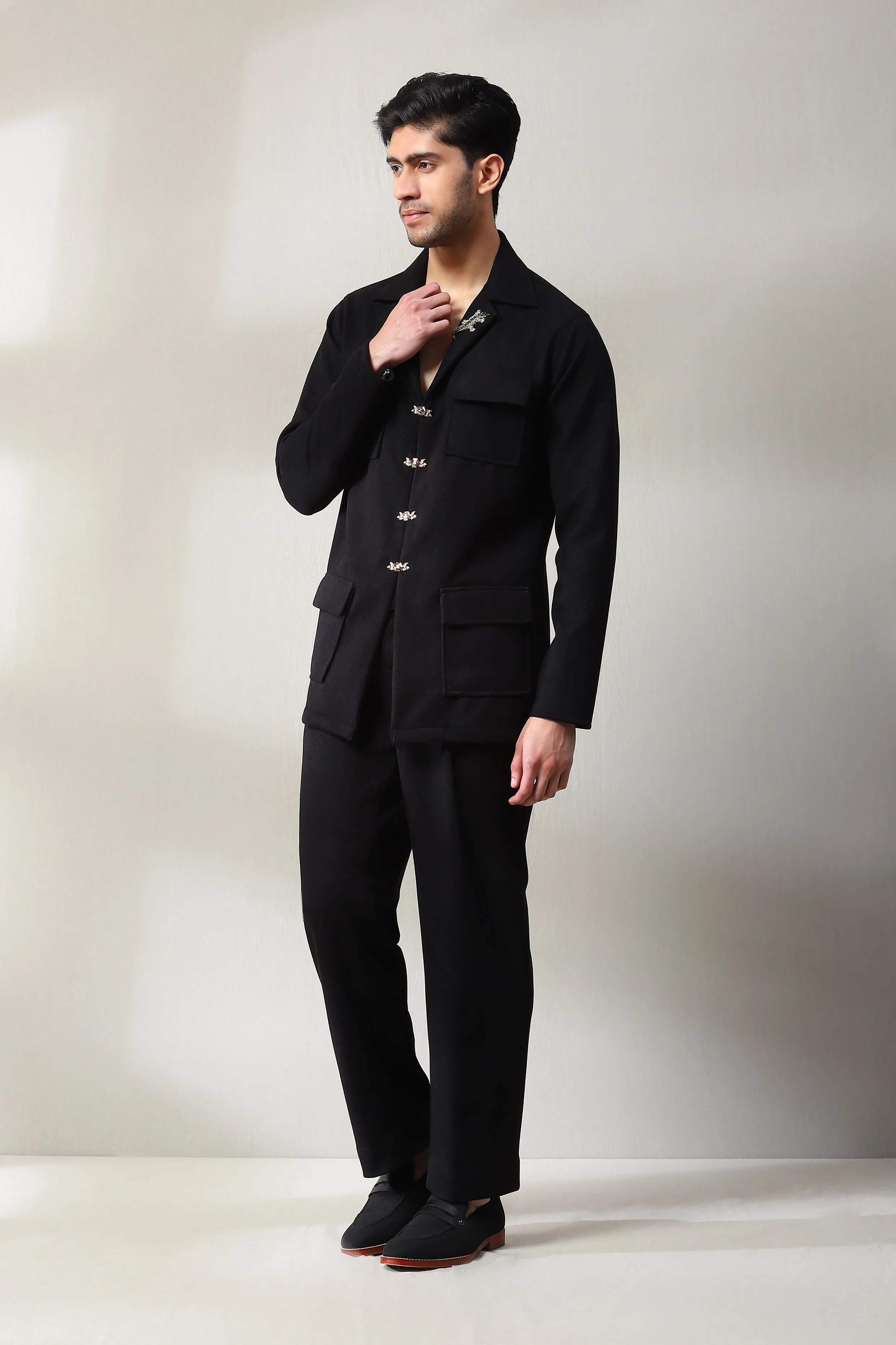 This black corduroy velvet co-ord set