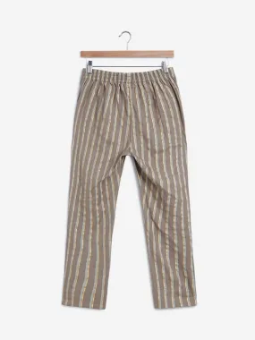 Utsa Grey Striped Cropped Ethnic Pants