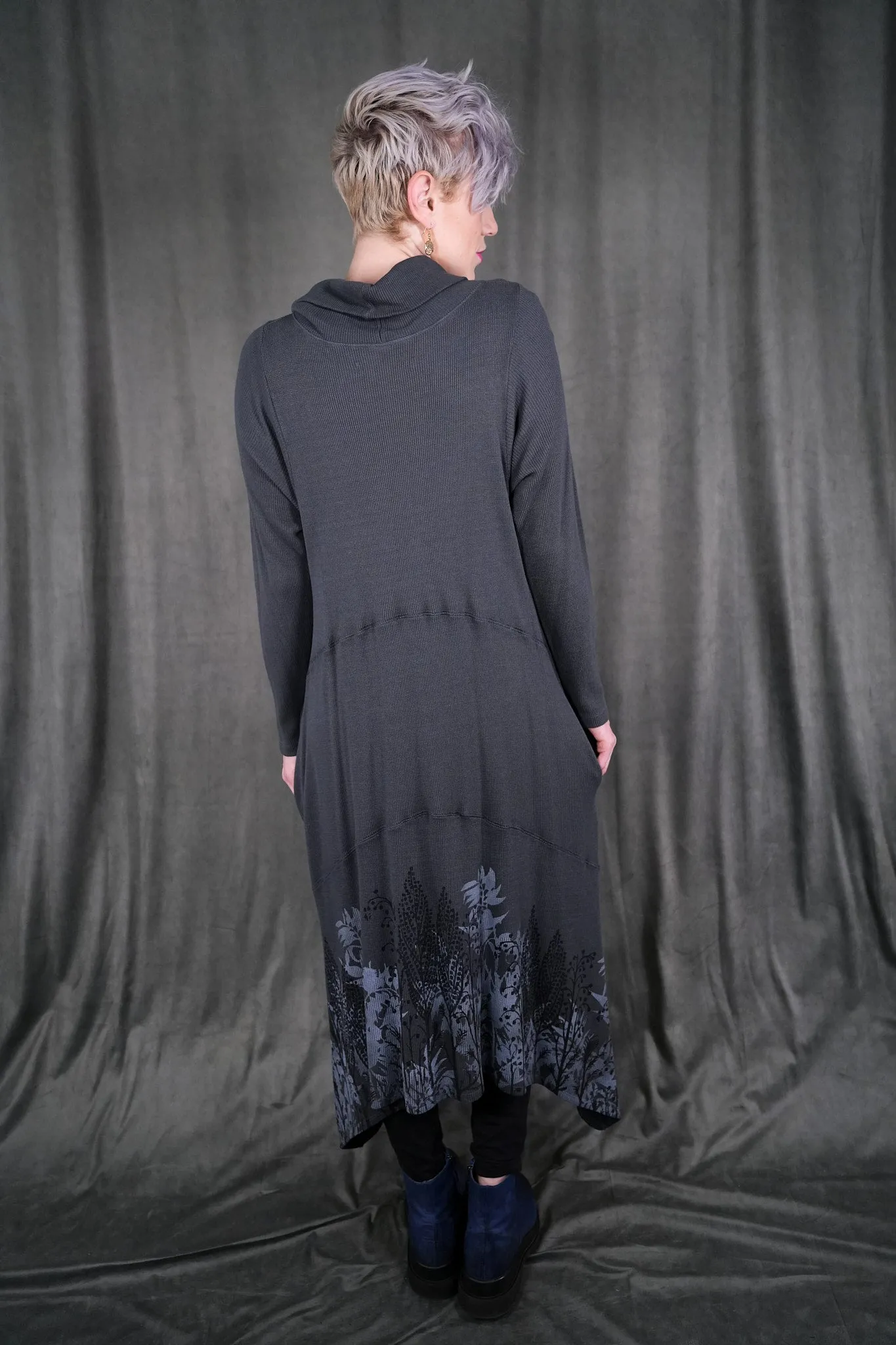 V1727 Thermal Cowl Dress Sea Grey-P