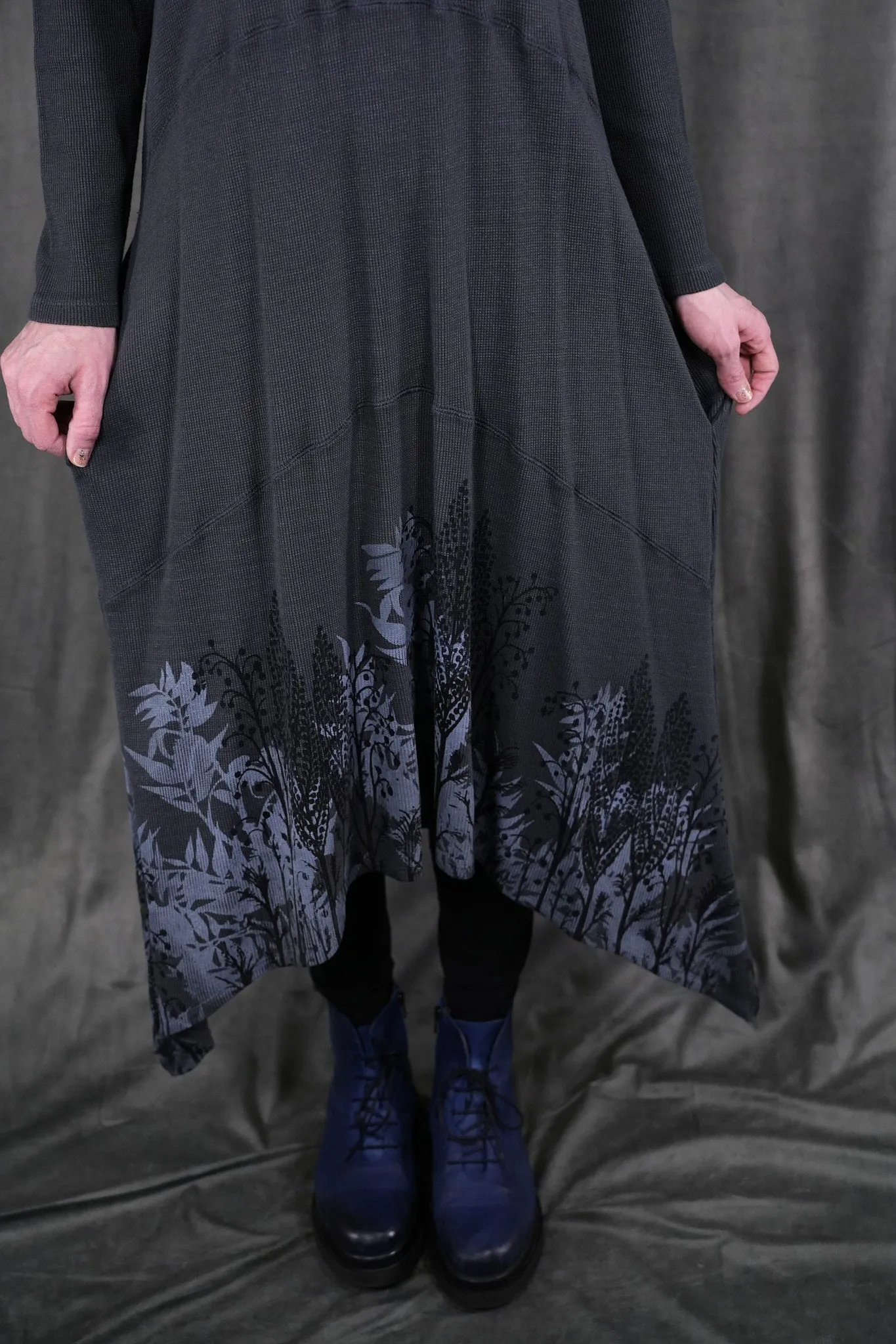 V1727 Thermal Cowl Dress Sea Grey-P