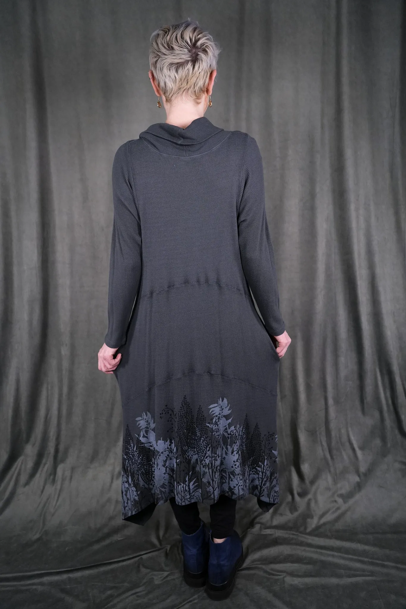 V1727 Thermal Cowl Dress Sea Grey-P