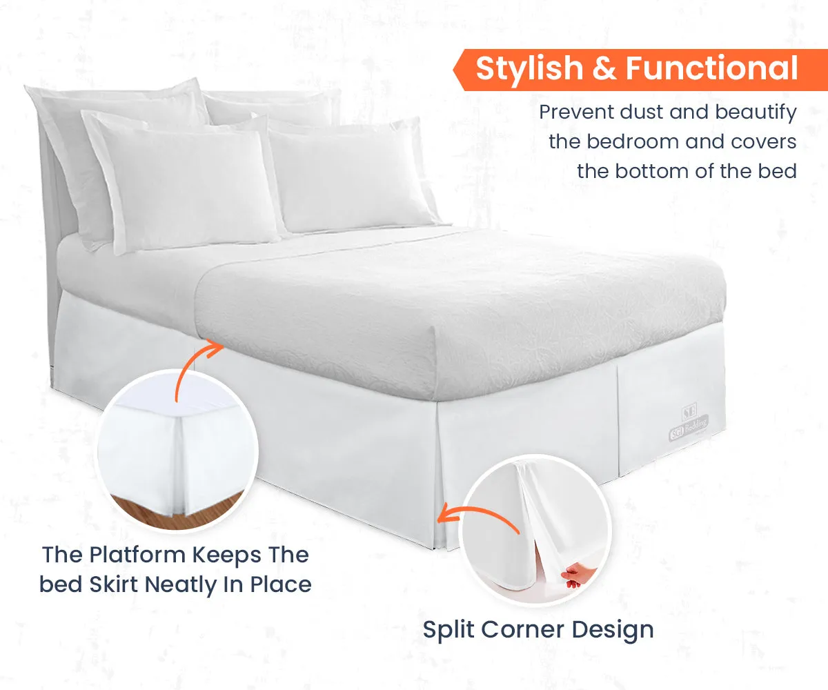 WHITE PLEATED BED SKIRT