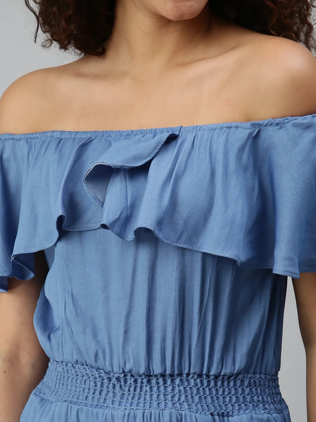 Women's Blue Solid Jumpsuit