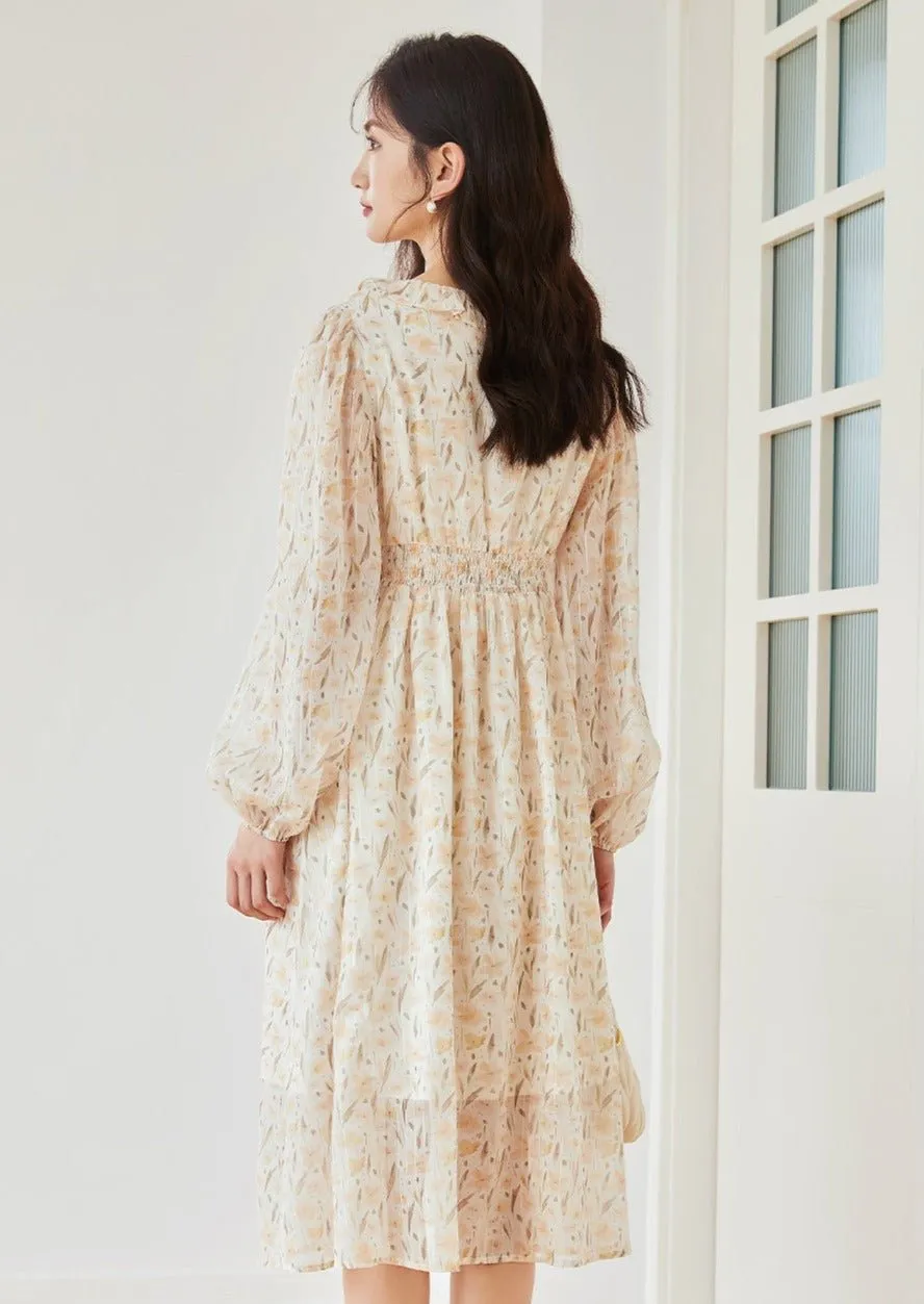 WRAP DESIGN CHIFFON FLORAL DRESS