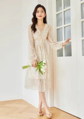 WRAP DESIGN CHIFFON FLORAL DRESS