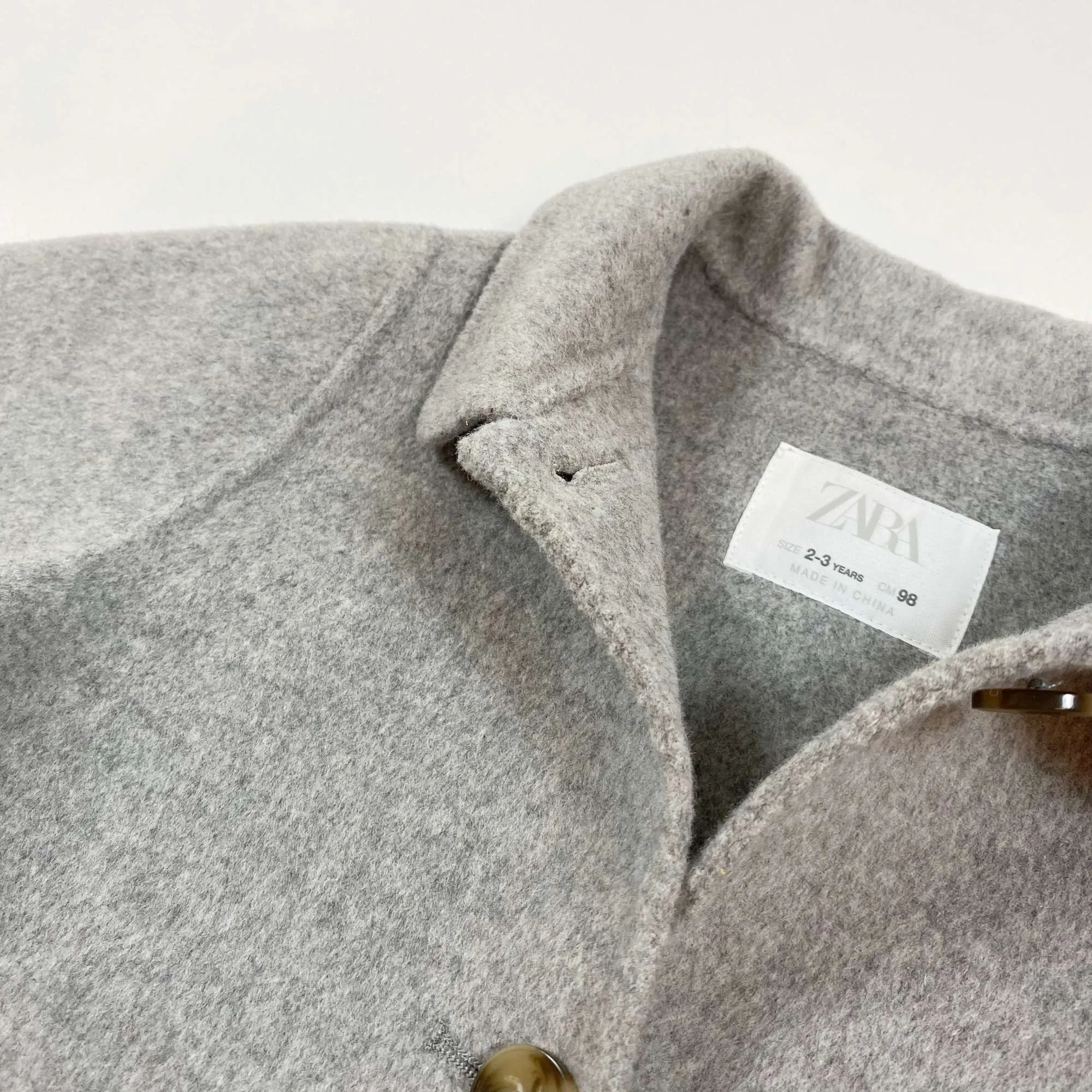 Zara grey wool blend peacoat 2-3Y