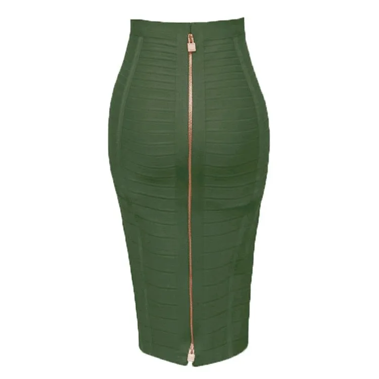 Zipper Bodycon Skirt - Stretchy